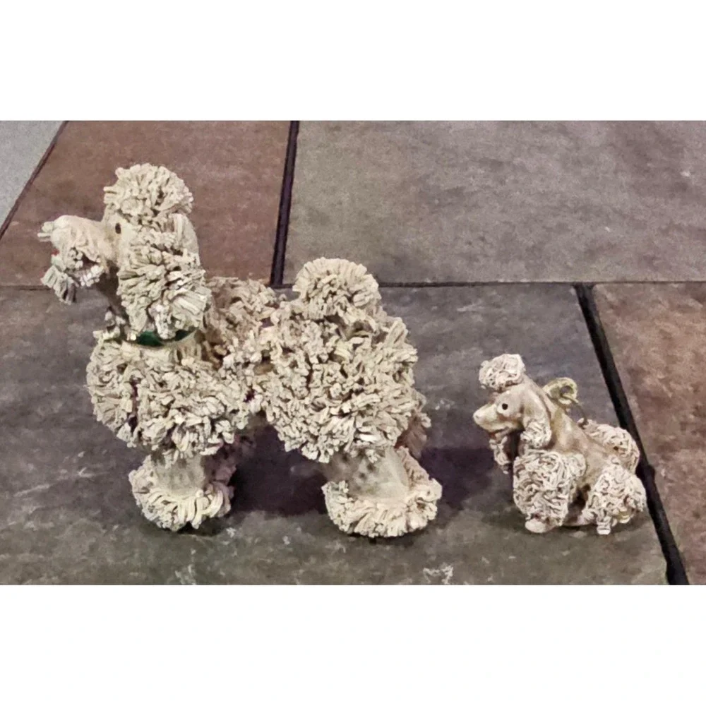 Vintage Spaghetti Poodle Dog Figurines Beige Porcelain Japan‎